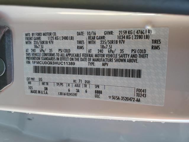 Photo 13 VIN: 1FMCU0G93HUC11389 - FORD ESCAPE SE 