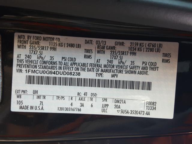 Photo 9 VIN: 1FMCU0G94DUD08238 - FORD ESCAPE SE 