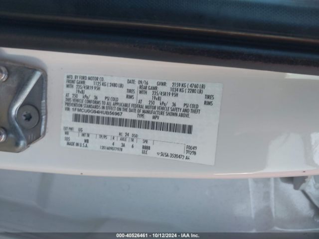 Photo 8 VIN: 1FMCU0G94HUB56967 - FORD ESCAPE 