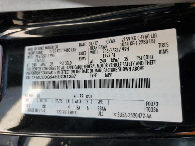 Photo 12 VIN: 1FMCU0G94HUC81287 - FORD ESCAPE SE 