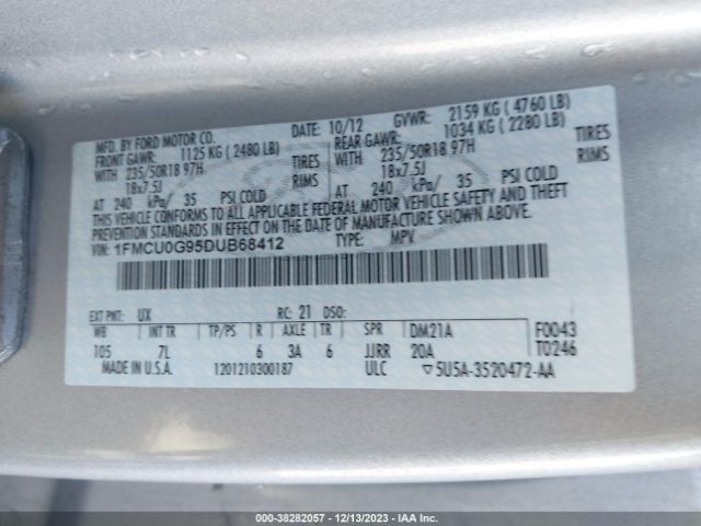 Photo 8 VIN: 1FMCU0G95DUB68412 - FORD ESCAPE 