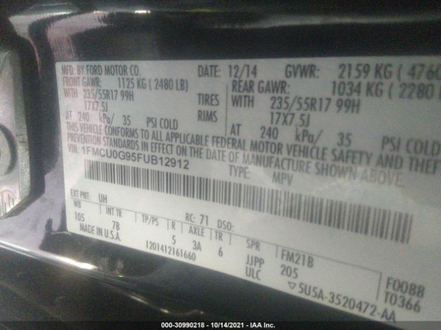 Photo 8 VIN: 1FMCU0G95FUB12912 - FORD ESCAPE 