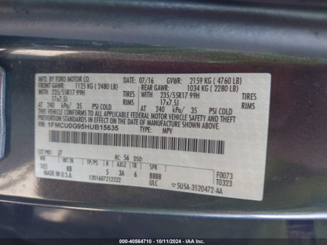 Photo 8 VIN: 1FMCU0G95HUB15635 - FORD ESCAPE 