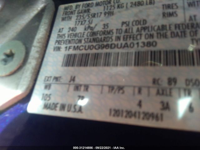 Photo 8 VIN: 1FMCU0G96DUA01380 - FORD ESCAPE 