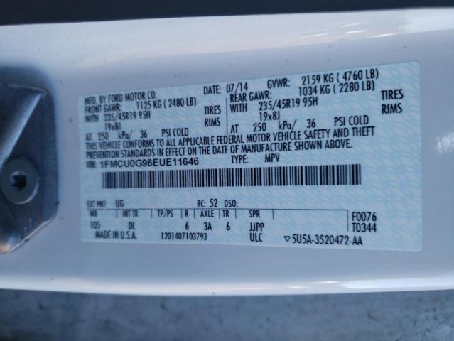 Photo 9 VIN: 1FMCU0G96EUE11646 - FORD ESCAPE SE 