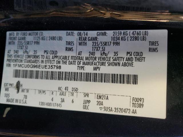 Photo 9 VIN: 1FMCU0G96EUE35798 - FORD ESCAPE SE 