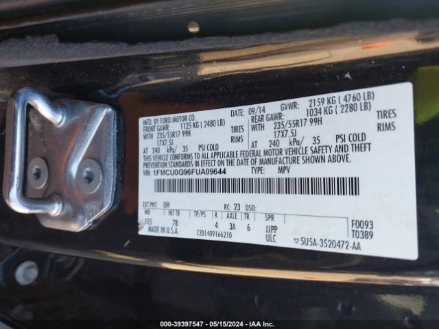 Photo 8 VIN: 1FMCU0G96FUA09644 - FORD ESCAPE 