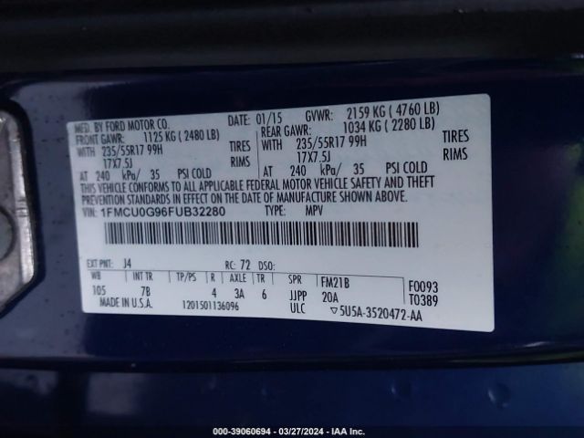 Photo 8 VIN: 1FMCU0G96FUB32280 - FORD ESCAPE 