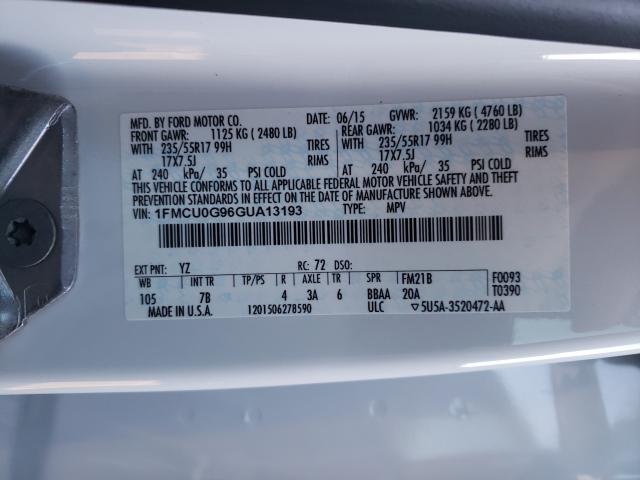 Photo 9 VIN: 1FMCU0G96GUA13193 - FORD ESCAPE SE 