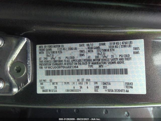 Photo 8 VIN: 1FMCU0G97DUA91364 - FORD ESCAPE 