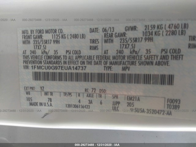 Photo 8 VIN: 1FMCU0G97EUA14737 - FORD ESCAPE 