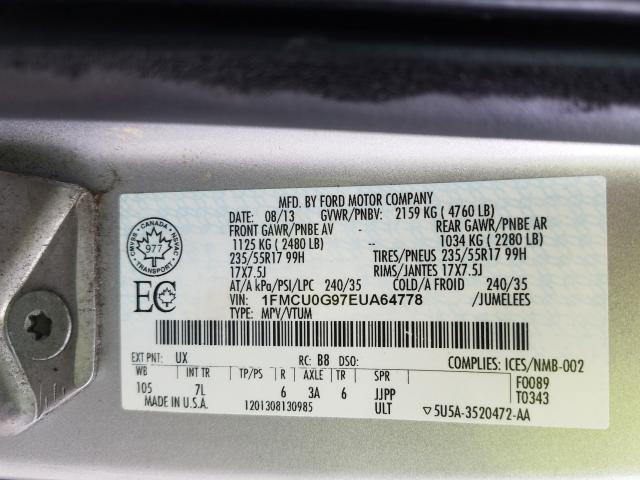 Photo 9 VIN: 1FMCU0G97EUA64778 - FORD ESCAPE SE 