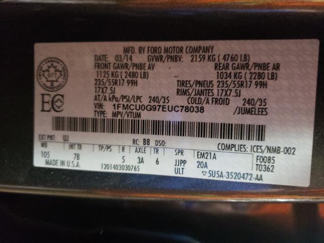 Photo 9 VIN: 1FMCU0G97EUC78038 - FORD ESCAPE SE 