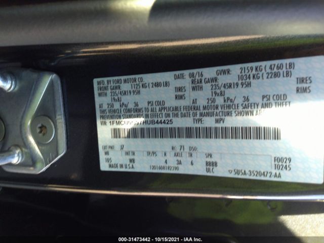 Photo 8 VIN: 1FMCU0G97HUB44425 - FORD ESCAPE 