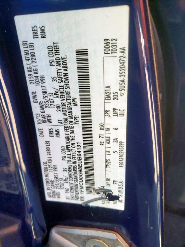 Photo 9 VIN: 1FMCU0G98EUB64131 - FORD ESCAPE SE 