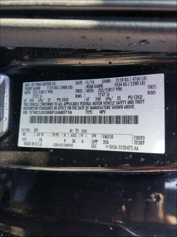 Photo 9 VIN: 1FMCU0G98FUA80716 - FORD ESCAPE SE 