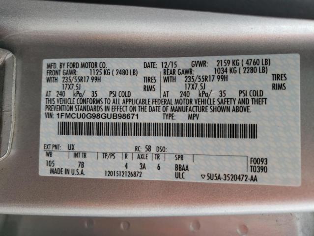 Photo 9 VIN: 1FMCU0G98GUB98671 - FORD ESCAPE SE 