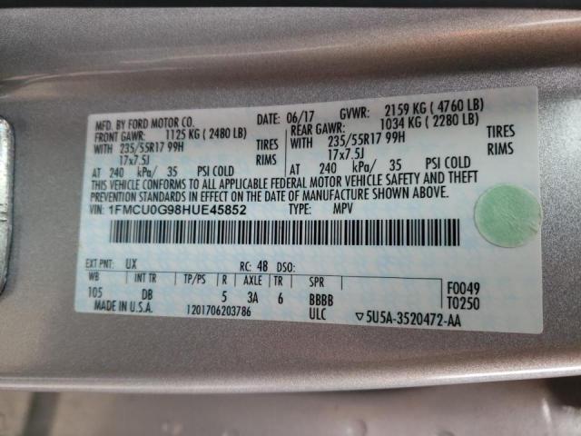 Photo 9 VIN: 1FMCU0G98HUE45852 - FORD ESCAPE SE 