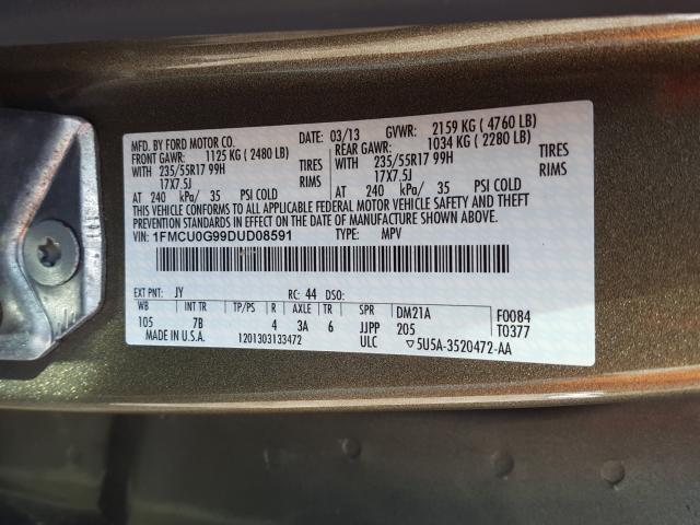 Photo 9 VIN: 1FMCU0G99DUD08591 - FORD ESCAPE SE 