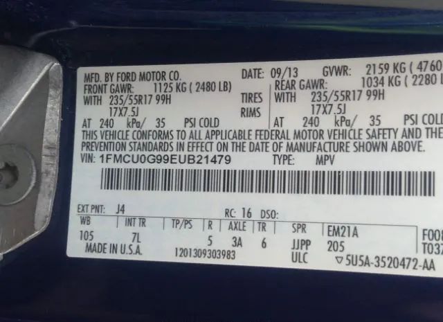 Photo 8 VIN: 1FMCU0G99EUB21479 - FORD ESCAPE 