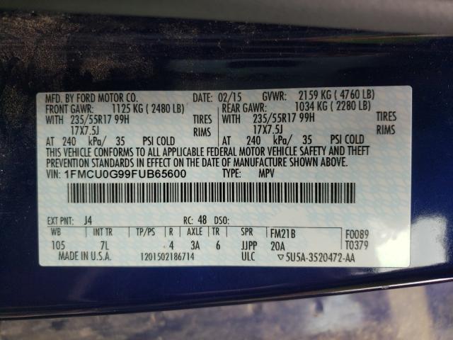 Photo 9 VIN: 1FMCU0G99FUB65600 - FORD ESCAPE SE 