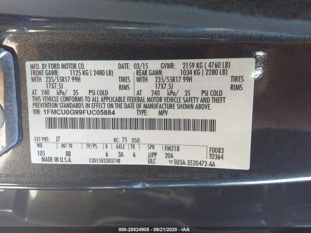 Photo 8 VIN: 1FMCU0G99FUC05884 - FORD ESCAPE 