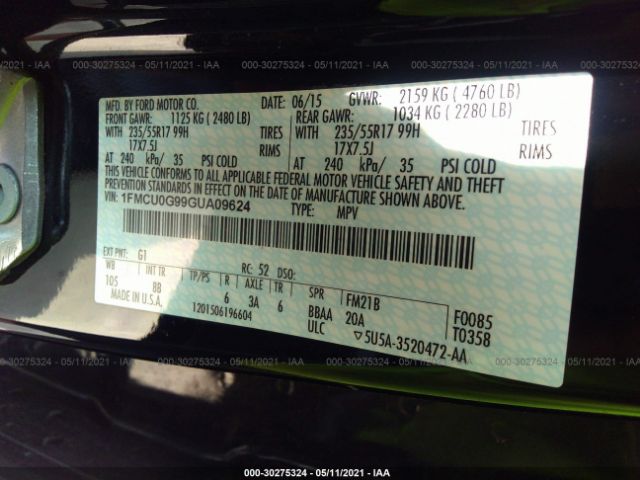 Photo 8 VIN: 1FMCU0G99GUA09624 - FORD ESCAPE 