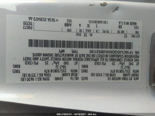 Photo 8 VIN: 1FMCU0GD0HUB52130 - FORD ESCAPE 