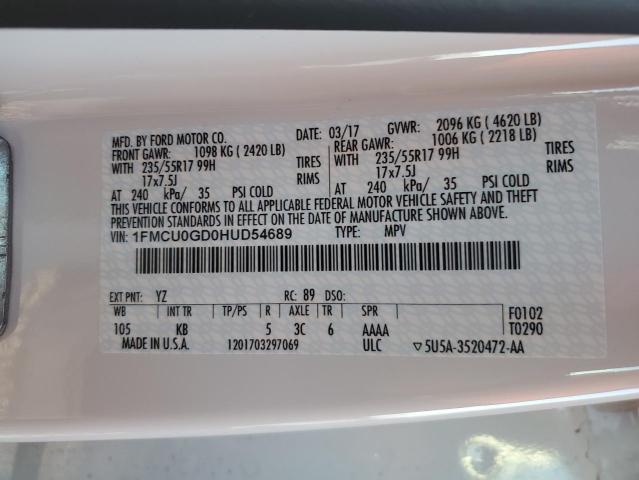 Photo 11 VIN: 1FMCU0GD0HUD54689 - FORD ESCAPE 