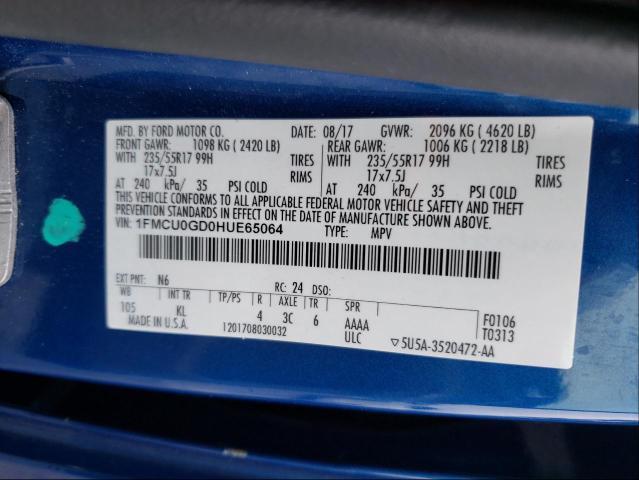 Photo 9 VIN: 1FMCU0GD0HUE65064 - FORD ESCAPE SE 