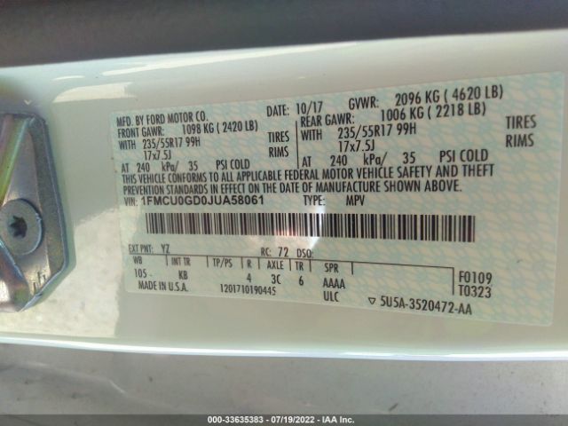 Photo 8 VIN: 1FMCU0GD0JUA58061 - FORD ESCAPE 