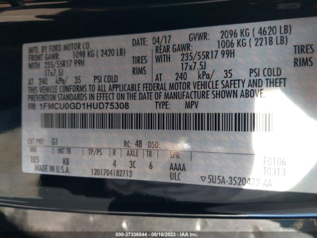 Photo 8 VIN: 1FMCU0GD1HUD75308 - FORD ESCAPE 