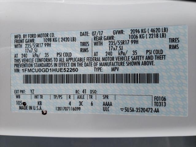 Photo 9 VIN: 1FMCU0GD1HUE52260 - FORD ESCAPE SE 