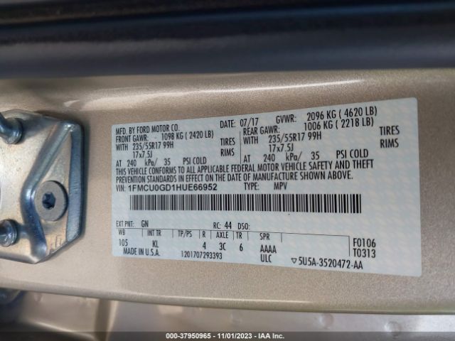 Photo 8 VIN: 1FMCU0GD1HUE66952 - FORD ESCAPE 