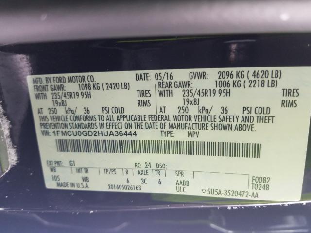 Photo 9 VIN: 1FMCU0GD2HUA36444 - FORD ESCAPE SE 