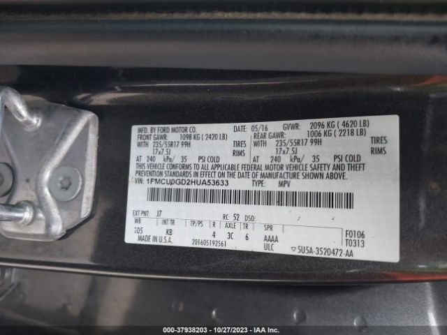 Photo 8 VIN: 1FMCU0GD2HUA53633 - FORD ESCAPE 