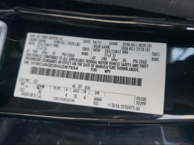 Photo 9 VIN: 1FMCU0GD2HUD67654 - FORD ESCAPE SE 