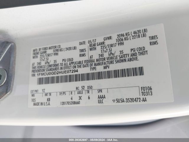 Photo 8 VIN: 1FMCU0GD2HUE07294 - FORD ESCAPE 