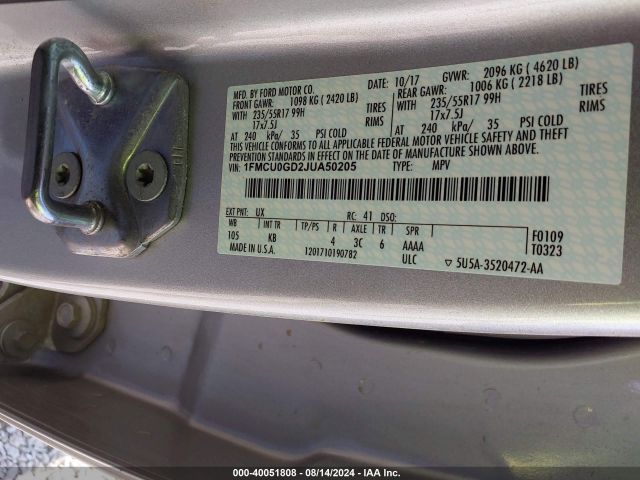 Photo 8 VIN: 1FMCU0GD2JUA50205 - FORD ESCAPE 