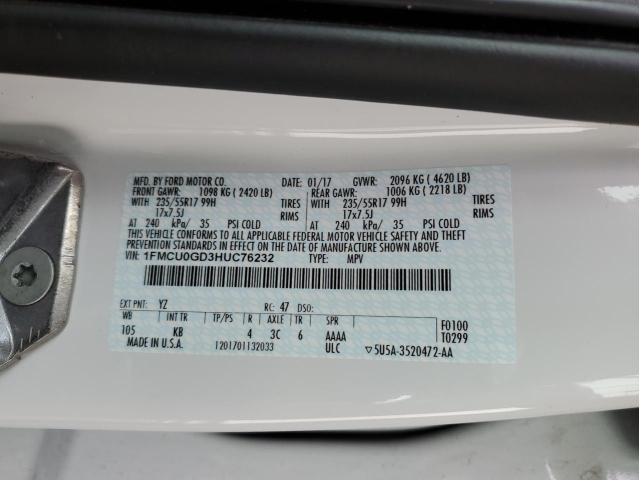 Photo 12 VIN: 1FMCU0GD3HUC76232 - FORD ESCAPE SE 