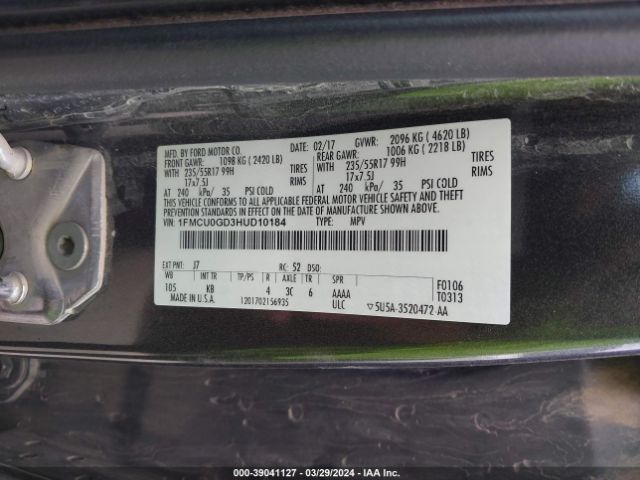 Photo 8 VIN: 1FMCU0GD3HUD10184 - FORD ESCAPE 