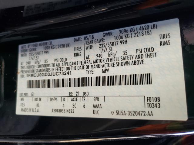 Photo 9 VIN: 1FMCU0GD3JUC73241 - FORD ESCAPE SE 