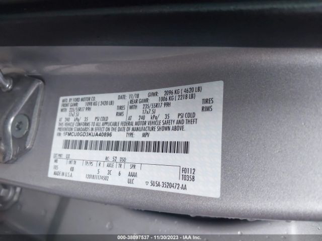 Photo 8 VIN: 1FMCU0GD3KUA40896 - FORD ESCAPE 