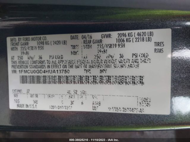 Photo 8 VIN: 1FMCU0GD4HUA13750 - FORD ESCAPE 