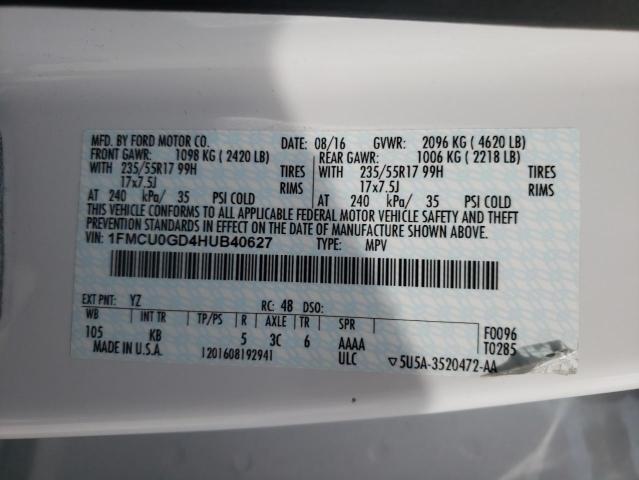 Photo 9 VIN: 1FMCU0GD4HUB40627 - FORD ESCAPE SE 