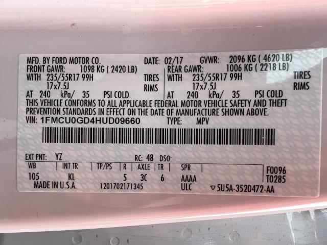 Photo 9 VIN: 1FMCU0GD4HUD09660 - FORD ESCAPE SE 