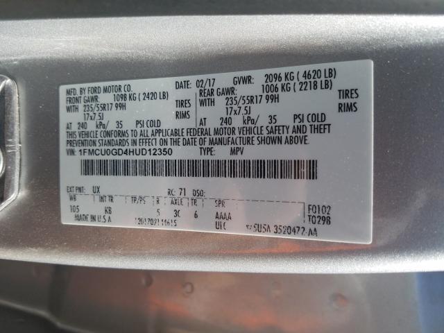 Photo 9 VIN: 1FMCU0GD4HUD12350 - FORD ESCAPE SE 