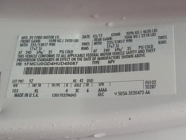 Photo 12 VIN: 1FMCU0GD4HUD45087 - FORD ESCAPE 