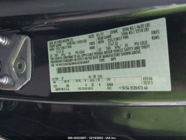 Photo 8 VIN: 1FMCU0GD4HUD93687 - FORD ESCAPE 