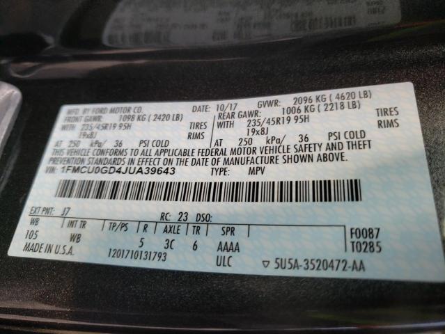 Photo 9 VIN: 1FMCU0GD4JUA39643 - FORD ESCAPE SE 